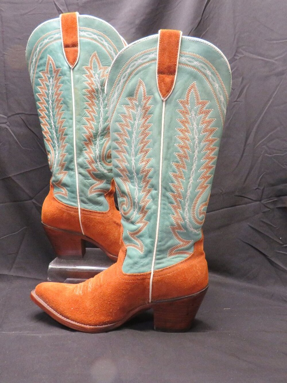 Ariat Women's Ambrose Penny Suede Turquoise J Toe Western Boots Sz 6.5 M